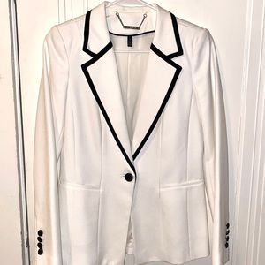 WHBM White blazer with black trim, sz 2. Like new.